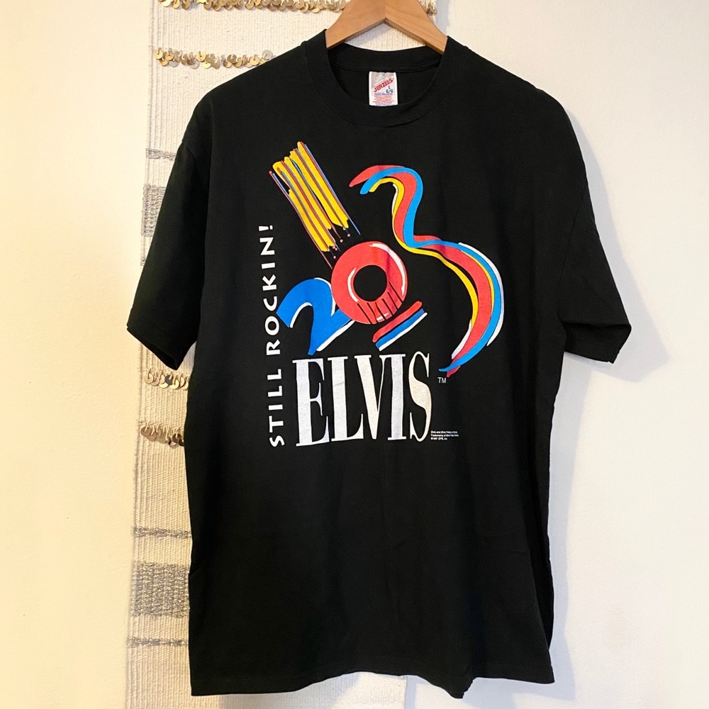 VINTAGE 1997 Elvis Single Stitch Retro Band Tee L